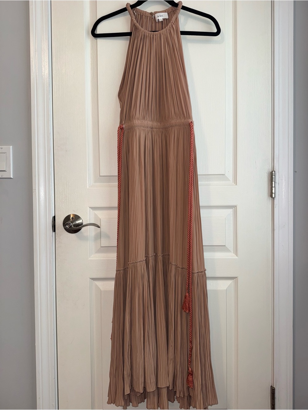 A.L.C. Pleated Halter Midi Dress in Peach - Picture 11 of 12